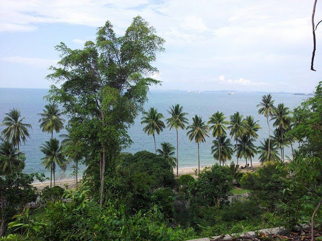 Pemandangan dari atas bukit di Pulau Sambu Batam atas