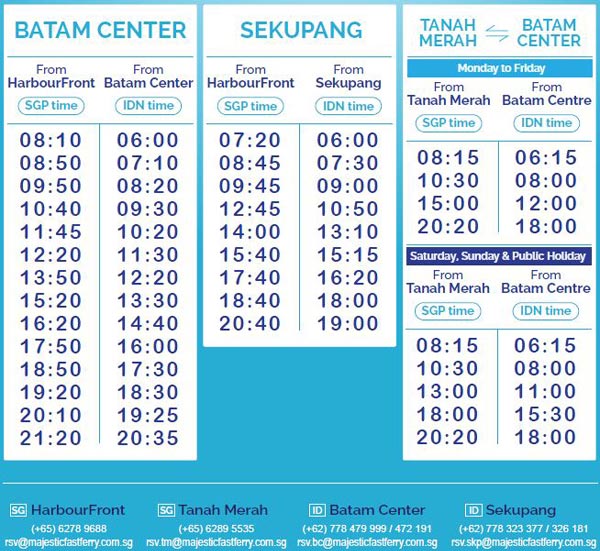 Jadwal Ferry Batam Singapura (Batam Fast, Sindo, Majestic 